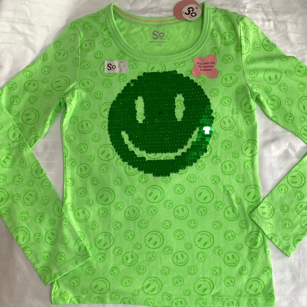 SO Emoji Reversible Sequin Kids Long Sleeve Shirt